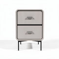Nightstand with two drawers in gray ribbed finish and metal legs 45 x 40 x 55cm