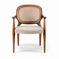 Wooden dining chair with cane seat and backrest in natural finish