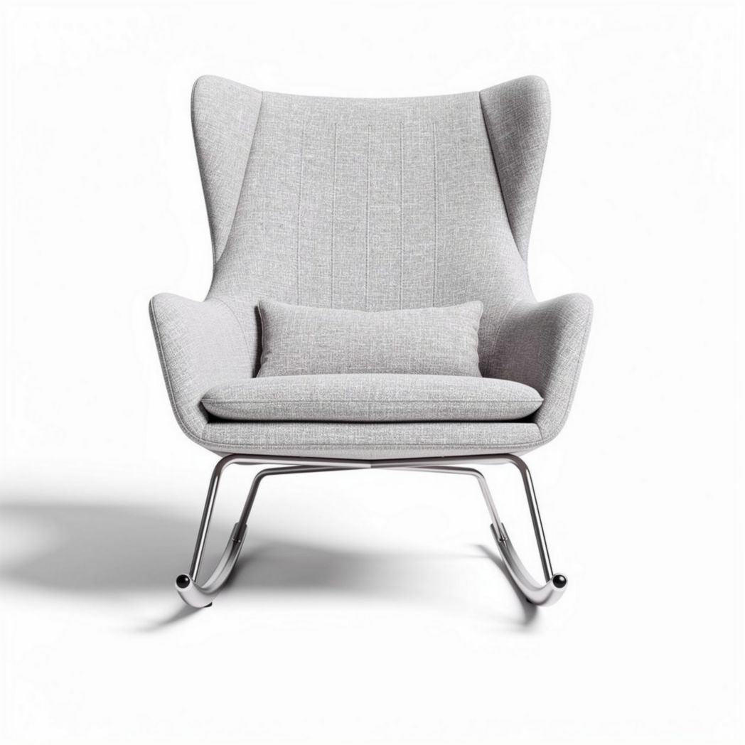 Rocking chair with wooden frame and black fabric upholstery 60 x 70 x 80cm