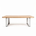 Wooden dining table with aluminum legs 120 x 60 x 75cm natural finish