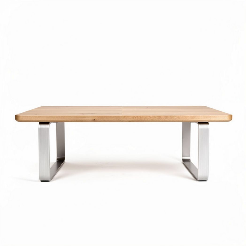 Wooden dining table with aluminum legs 120 x 60 x 75cm natural finish