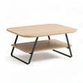 Modern wooden coffee table with metal legs and lower shelf 90 x 60 x 45cm