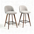 Bar stools with upholstered seats and wooden legs in gray 40 x 40 x 80cm