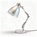 Silver adjustable desk lamp with perforated shade and metal base 30 x 20 x 45cm