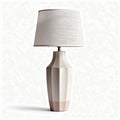 Ceramic table lamp with linen shade in blush color 20 x 20 x 40cm