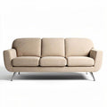 Modern three-seater sofa in light beige fabric with metal legs 210 x 90 x 85cm