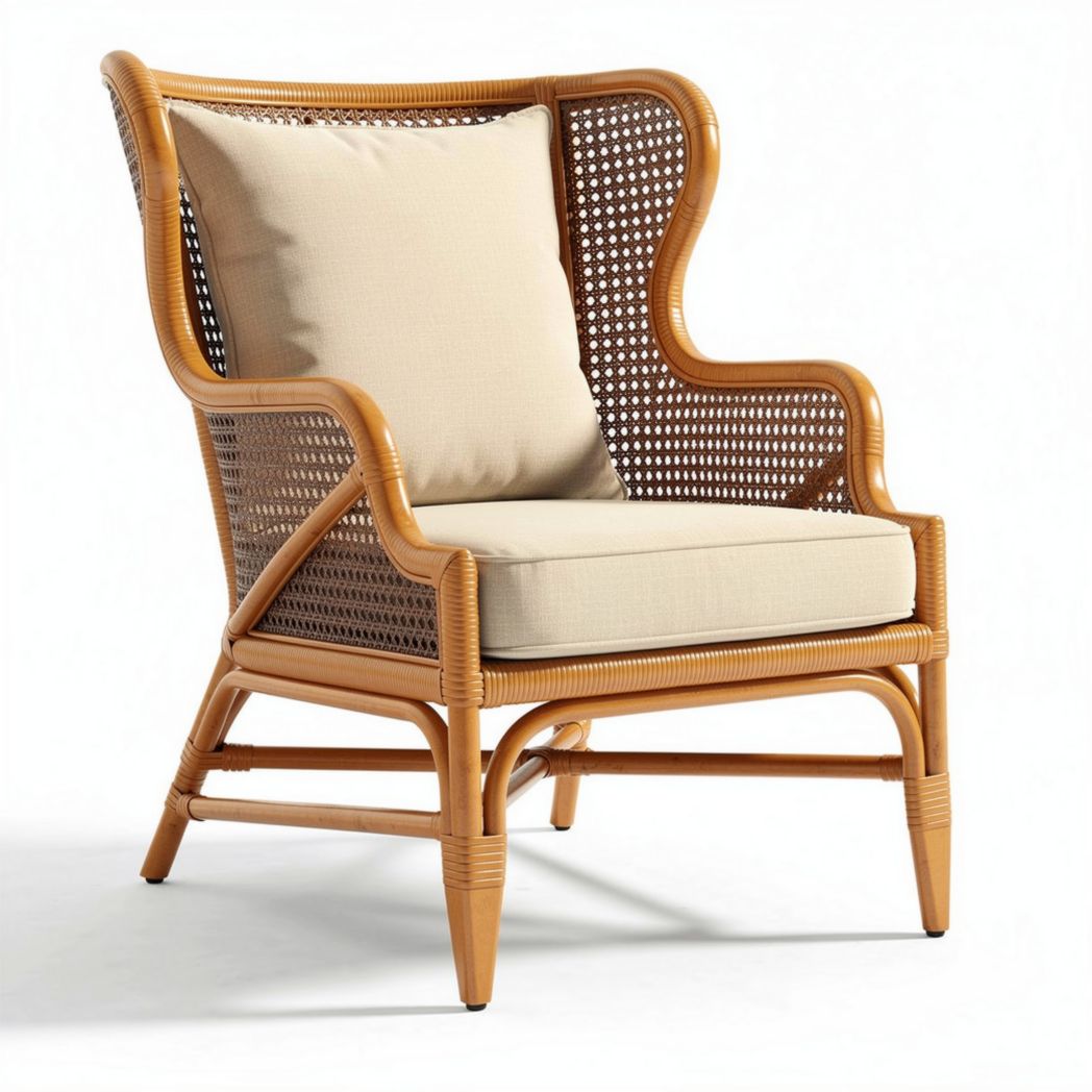 Rattan accent chair with cushion for living room and patio use 80 x 80 x 90cm