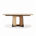 Natural wood dining table with a black metal base 200 x 100 x 75cm