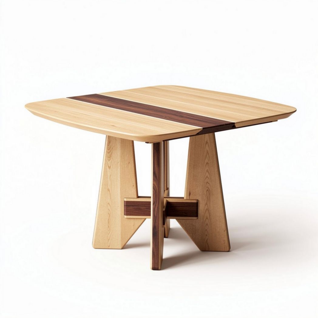 Wooden dining table with natural finish and modern design 120 x 80 x 75cm